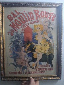 Vintage 1890's Bal au. Moulin Rouge Place Blanche 20"x16" Framed Poster
