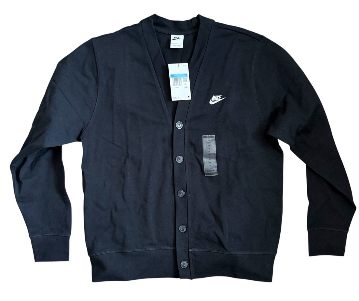 Nike Cardigan Black Button Up Long Sleeve Sweater Jacket Men's