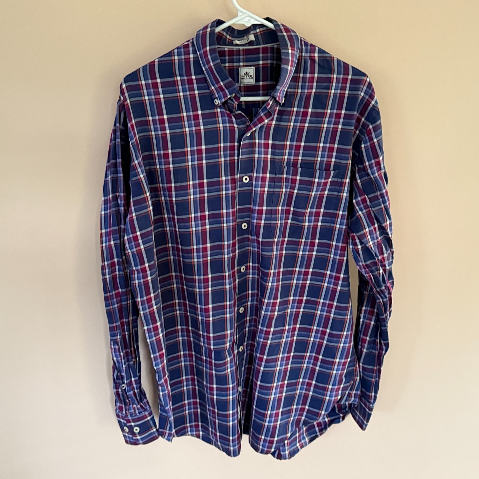 Peter Millar Purple Plaid Button Down Work Shirt … - image 1