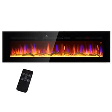 HOMCOM 60" Electric Fireplace: Recessed/Wall Mount, 1500W, Remote Control