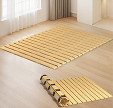 Japanese Tati Mat Floor Bed, Knotl Solid Wood, Roll-Up Slatted, Bed