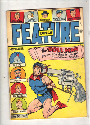 FEATURE COMICS 93 GOLDEN AGE QUALITY 1945 DOLL MAN WHITE PAGES