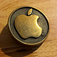 Vintage 1983 Apple Computer Solid Brass Belt Buckle BTS Made in USA Rare