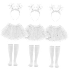 3 Set Christmas Tutus for Women Layered Snowflake Skirt Costume with White