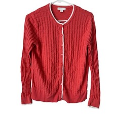 Charter Club Womens Coral Cardigan Sweater M Cotton/Rayon