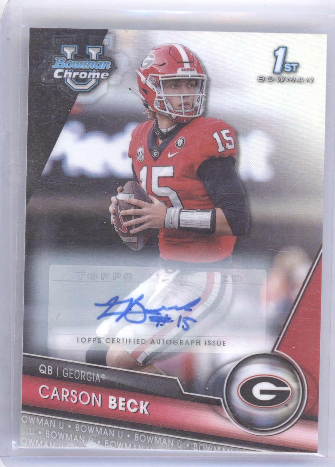 2023 Bowman U Chrome #44 Carson Beck Chrome Prospect Autographs Refractor /499