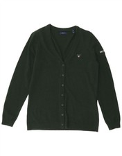GANT Womens Graphic Cardigan Sweater UK 14 Medium Green Wool AJ14