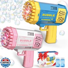 Dolanus Bubble Gun 2 Pack with 2 Bottles Bubble Solution, 40-Hole