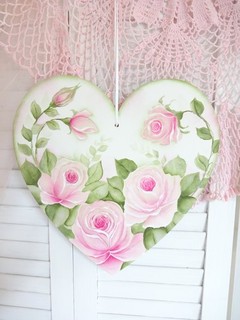 CUORE ROSA ROSA PIÙ ROMANTICO dipinto a mano da DAS hp chic shabby vintage cottage