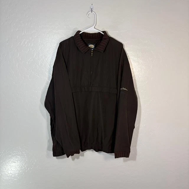 Tommy Bahama Jacket Mens XL Brown Windbreaker Polyester Half Zip Lightweight