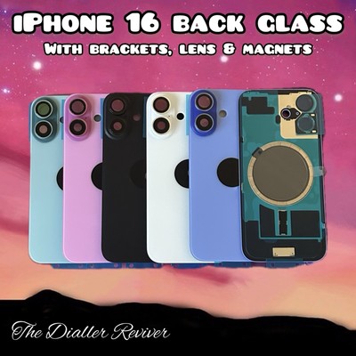 iPhone 16 - Rückseite Backglas Ersatz mit Kameralinse, Halterungen & Magneten