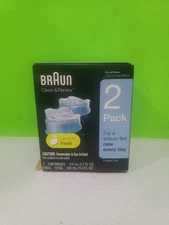 Braun Clean & Renew Refill Cartridges Lemon Fresh 2 Pack – Open Box New