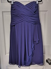 DAVIDS BRIDAL Dress Size 12 Regency Purple Strapless Formal Chiffon EUC