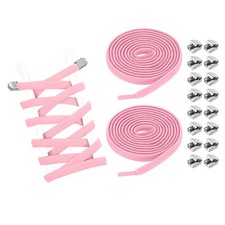 3Pairs No Tie Shoe Laces, Elastic Tieless Shoelaces with End Clips, Light Pink