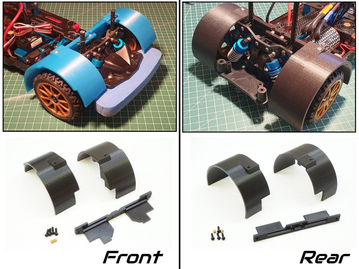 GWセール TAMIYA TT02 SANWA MX-6(一部セット) Fr/Rr Mudguard Fender Wheel Well for Tamiya TT-02 / TT02RR 4wd