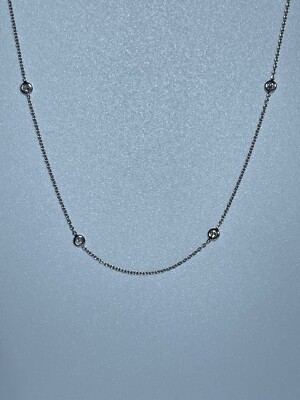 Natural Diamond Necklace 14kt White Gold Adjustable 16-18 Inch DBY 0.25ct