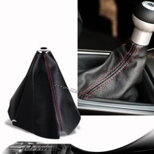 Universal Jdm Red Stitch Black Pvc Leather Shifter Shift Gear Knob Boot Cover