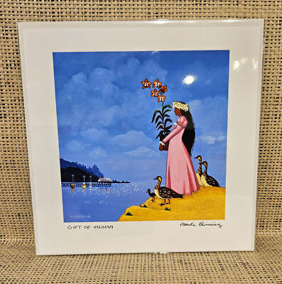 Hawaii Hawaiian '' Gift of Aloha '' Rosalie Prussing Nene Bird Art Print