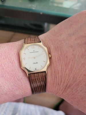 one of  kind case Hamilton thin dress watch,midsize 29mm,looks great,not working