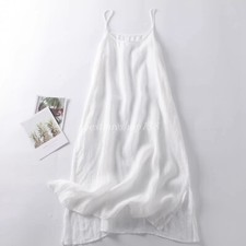 Womens Cotton Layered Full Slips Dress Sheer Cami Long Slip Dress Extender