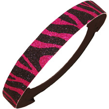 NEW Hot Pink Black Zebra Sparkle Glitter Headband Glittery Sport Softball