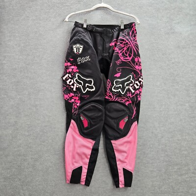 Fox Women Activewear Pants 5/6 Black Floral Butterfly 180 Patch
