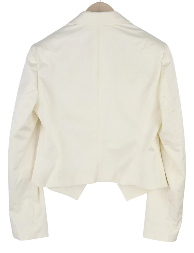 POLO RALPH LAUREN Women Blazer S White Wool Blend Cropped Peak Lapel RRP$963 - Image 3 of 4