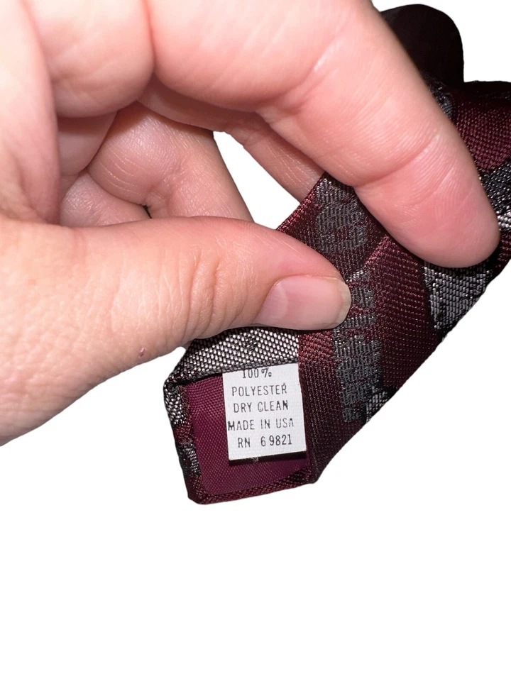 Taladros artesanales Ralph Marlin vintage corbata gris granate hecha en EE. UU. manitas Foto 4 de 4