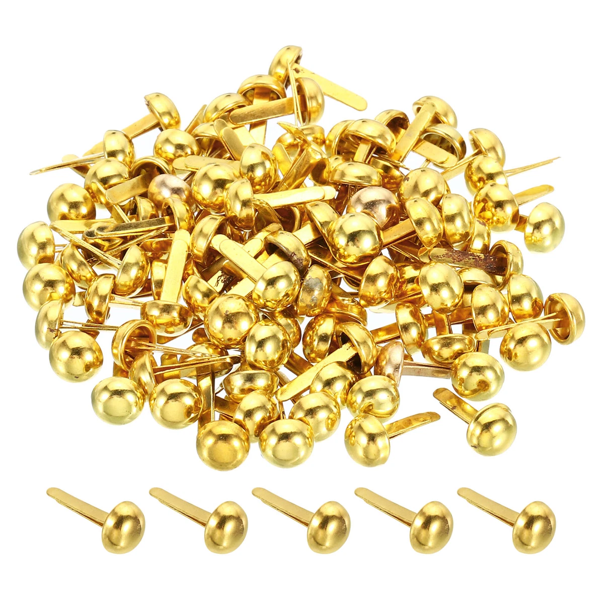 100pcs 6x12mm Mini Brads Paper Fasteners Scrapbooking Accessories Gold Tone