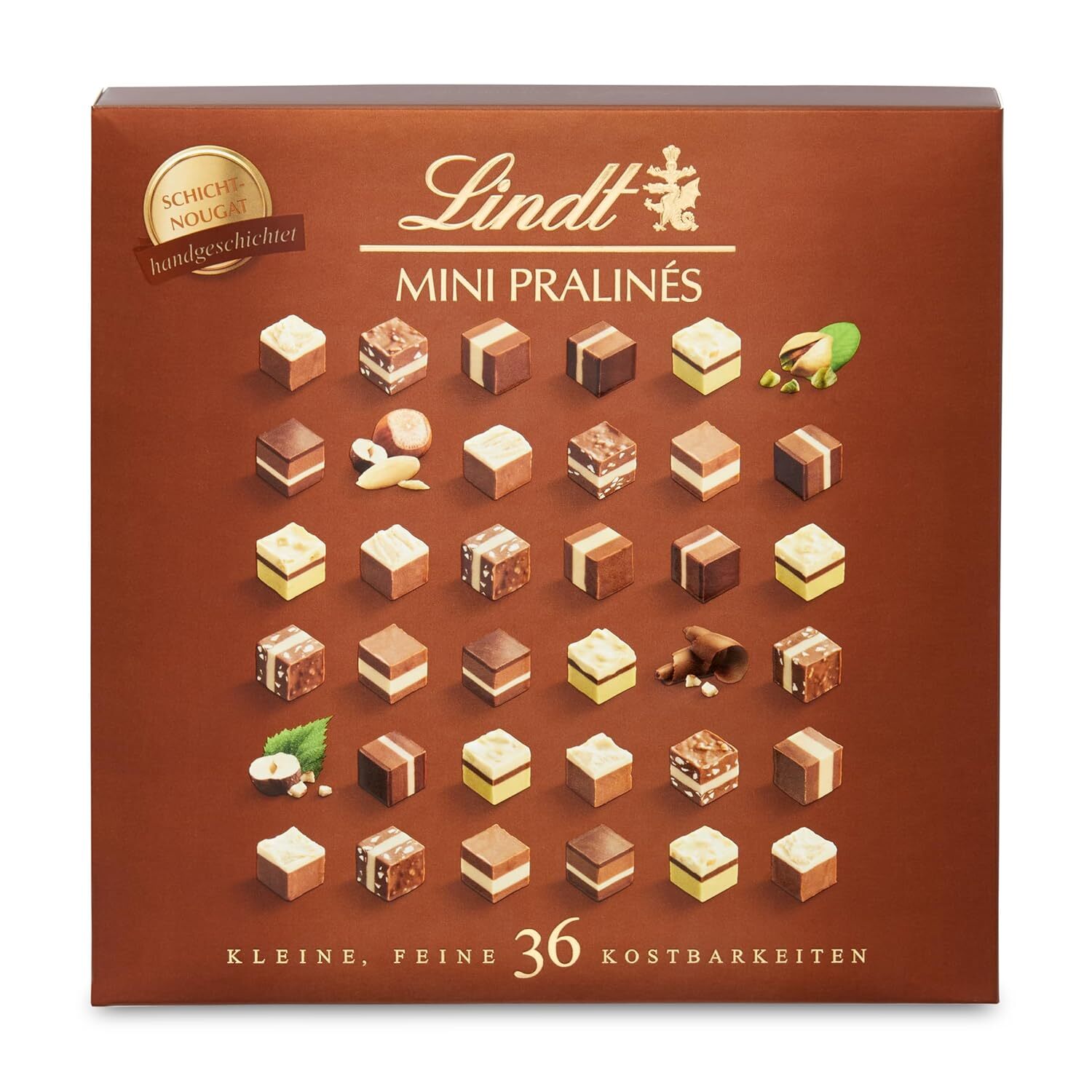 Lindt Schokolade - Nougat Mini Pralinés | 165 g | Pralinen-Schachtel mit 36