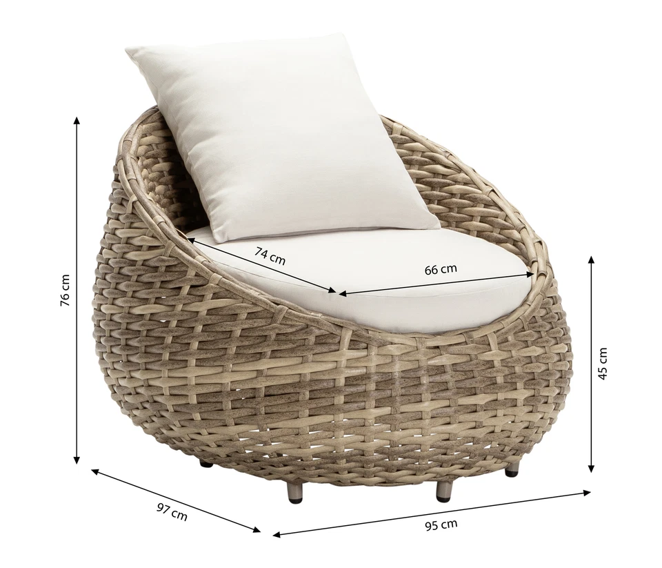 Lounge Sessel Tulum aus Kunststoffgeflecht / Aluminium 97 x 95 x 76 cm, Dehner - Bild 4 von 4