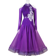 Latin Ballroom Dance Dress Modern Salsa Waltz Standard Long Dress F499 2 Colors