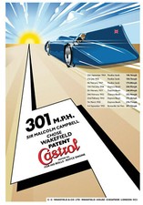 Vintage Sir Malcolm Campbell Bluebird, Speed Record A4, A3, A2 Poster