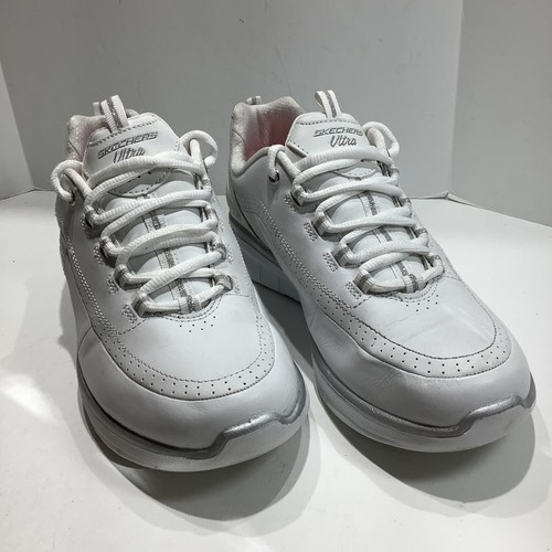 Skechers Womens Ultra Synergy SN 12363 Sz. 9M White Leather Lace Up Sneakers Exc