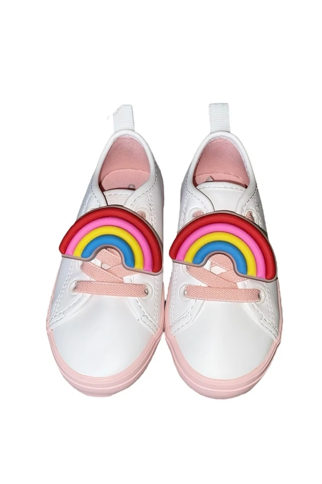Antiguo Zapatos Azul Marino Sin Cordones Arco Iris Mariposa Blanco/Rosa Goma Tenis Niño Pequeño Nuevo Foto 2 de 3
