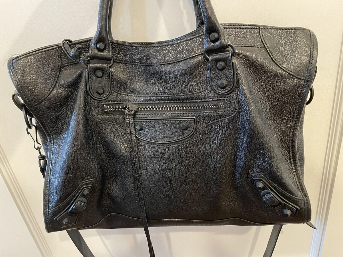 Balenciaga all black, classic Metallic Edge City Bag