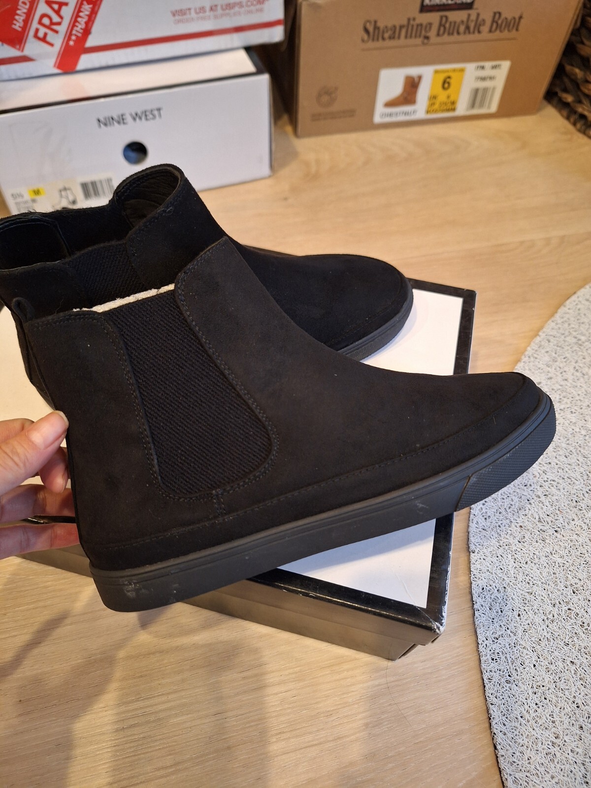 New Nine West Ankle Boots Booties Shoes Womens Size 5 Black Suede image 2