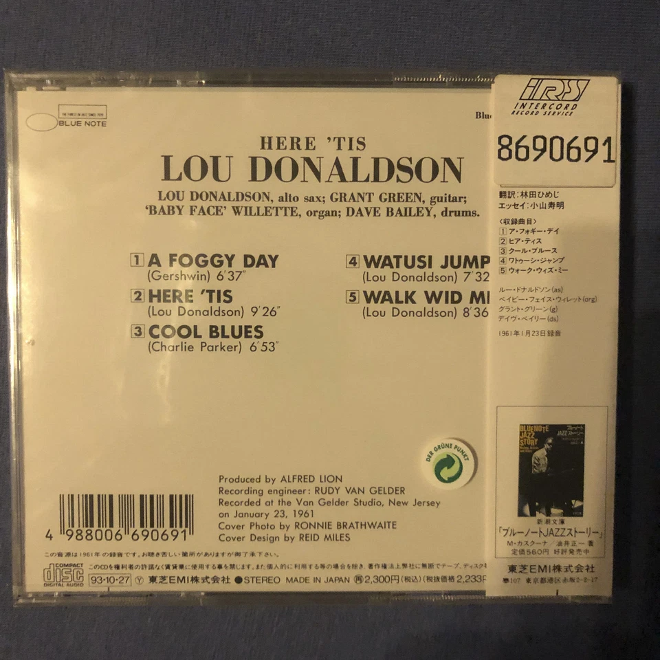 LOU DONALDSON : HERE 'TIS - Blue Note Works REO TOCJ 4066 , Japan 1993 - ss/mint - Bild 2 von 2