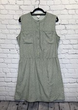 Merona Dress Size XXL Green White Chevron Print Sleeveless Pockets Buttons 
