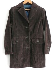 Style & Co. Genuine Leather Coat 3 Button Long Sleeve Pockets Size Ps