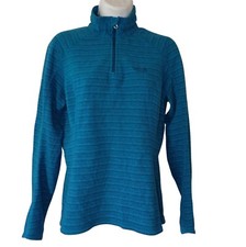 The North Face Women S Blue Stripe Micro Fleece 1/4 Zip Sweatshirt Gorpcore