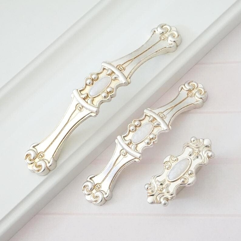 silver dresser pulls Franklin Brass Francisco Pull, Heirloom Silver, 3"