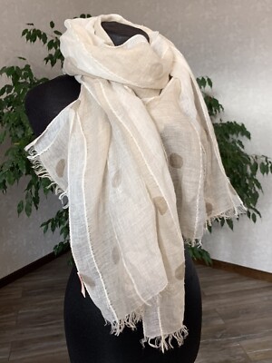 Altea Linen Cotton Scarf Schal Beige Made In Italy Rare