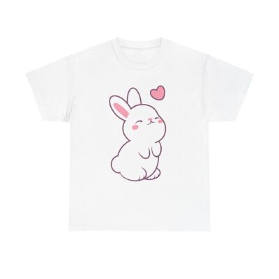 Cute Bunny with Heart T-Shirt - kawaii anime animal pet love pastel fun easter