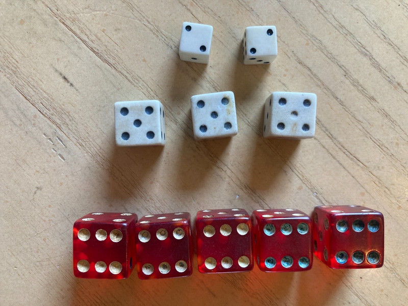 Vintage Dice LOT of 10,  Different Sizes  Casino Flamingo Vegas
