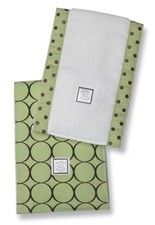 SwaddleDesigns Baby Burpies, Brown Mod Circles Set of 2 in Lime 