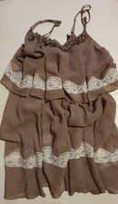 New NEXT Brown Mix Lace Chemise Dress Size UK 14 - RRP 42