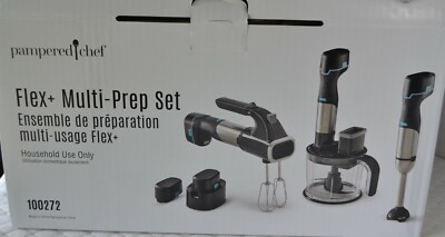 Pampered Chef FLEX+ MULTI- PREP Set - Mixer + Immersion Blender + Processor in 1