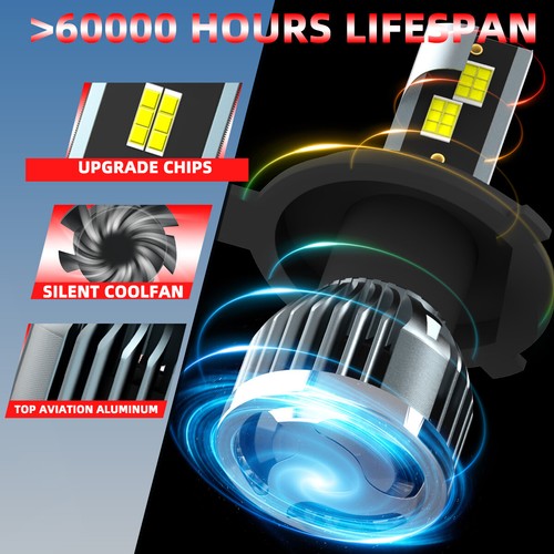 H4/9003 LED Headlight Bulbs Kit High/Low Beam Super Bright 6000K Cold White - Picture 8 of 10