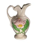 Vintage Hull Art Pottery Pink Green Gold Water Lily Flower Vase Ewer Pitcher